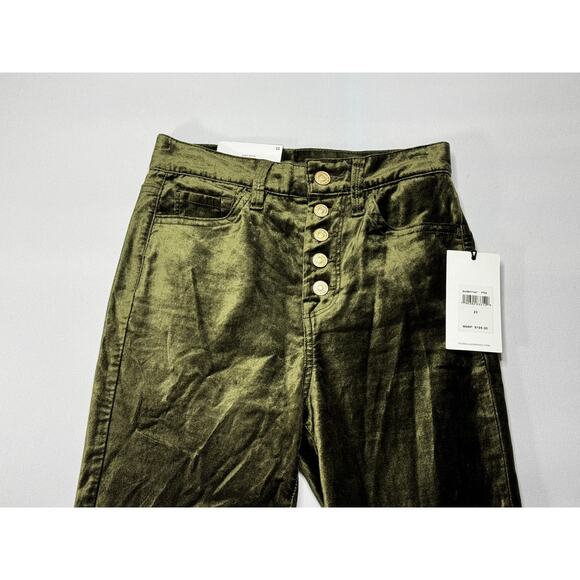 NWT 7 For All Mankind Women's High Waist Ankle Skinny Green Velvet Pants - 24x26 - Picture 3 of 8